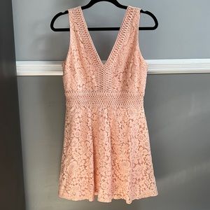 WORN ONCE:  Lace Dress (peach/pink with gold details  Size:  M